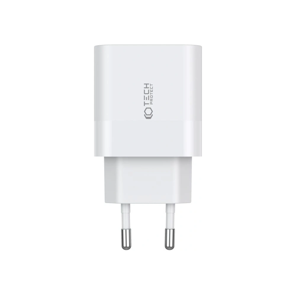 Hurtownia GSM - Hálózati töltő Tech-Protect C20W hálózati töltő 2xUSB-C, PD, 20W + USB-C / USB-C 100cm fehér kábel - THP2455 - {ean13} - Hurt