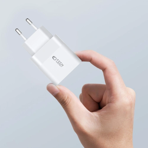 Ładowarka sieciowa Tech-Protect C20W Network Charger 2xUSB-C, PD, 20W + kabel USB-C / USB-C 100cm White