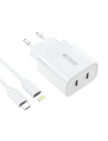 Hurtownia GSM - Netzteil Tech-Protect C20W Netzladegerät 2xUSB-C, PD, 20W + USB-C / Lightning Kabel 100cm Weiß - THP2456 - {ean13} - Hurt
