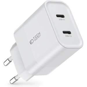Hurtownia GSM - Síťová nabíječka Tech-Protect C20W Network Charger 2xUSB-C, PD, 20W Bílá - THP2459 - {ean13} - Hurt
