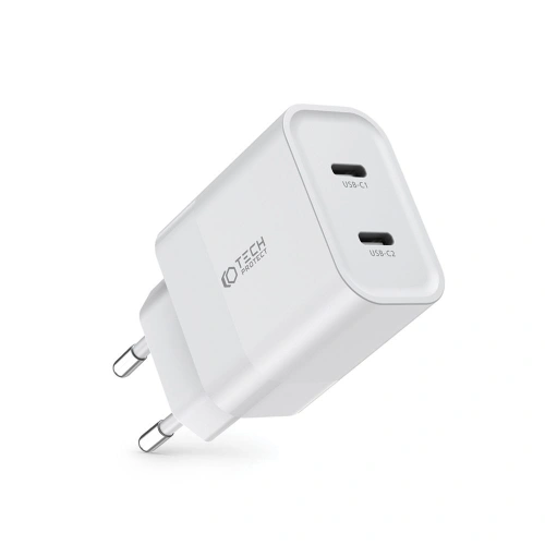 Ładowarka sieciowa Tech-Protect C20W Network Charger 2xUSB-C, PD, 20W White
