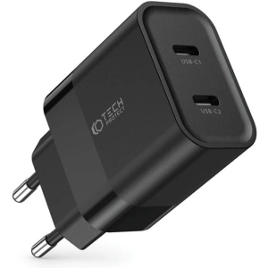 Hurtownia GSM - Síťová nabíječka Tech-Protect C20W Network Charger 2xUSB-C, PD, 20W Černá - THP2460 - {ean13} - Hurt
