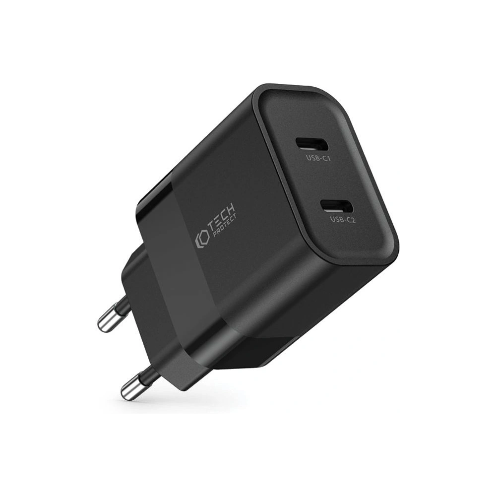 Hurtownia GSM - Netzteil Tech-Protect C20W Netzwerk-Ladegerät 2xUSB-C, PD, 20W Schwarz - THP2460 - {ean13} - Hurt