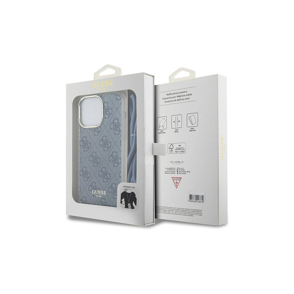 Hurtownia GSM - Etui Guess GUHCP15XHC4SEB Apple iPhone 15 Pro Max hardcase Crossbody Cord 4G Print modrý/blue - GUE3096 - {ean13} - Hurt