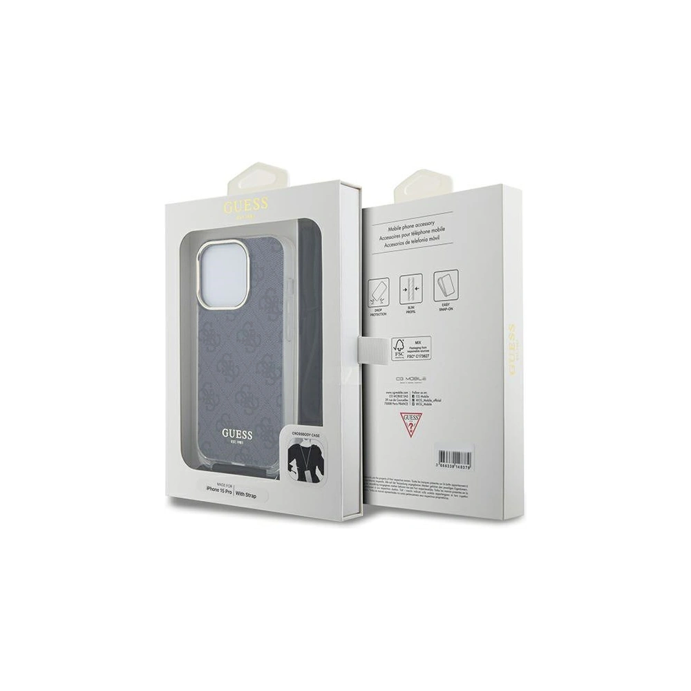 Wholesale Guess GUHCP15XHC4SEK Apple iPhone 15 Pro Max hardcase Crossbody Cord 4G Print black - GUE3097 - {ean13} - Hurt