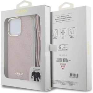 Wholesale Guess GUHCP15XHC4SEP Apple iPhone 15 Pro Max hardcase Crossbody Cord 4G Print pink - GUE3098 - {ean13} - Hurt