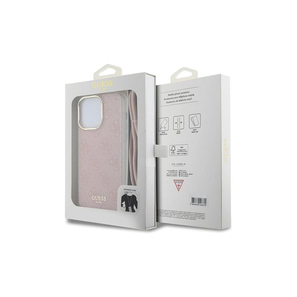 Hurtownia GSM - Case Guess GUHCP15XHC4SEP Apple iPhone 15 Pro Max Hardcase Crossbody Cord 4G Print rosa/pink - GUE3098 - {ean13} - Hurt