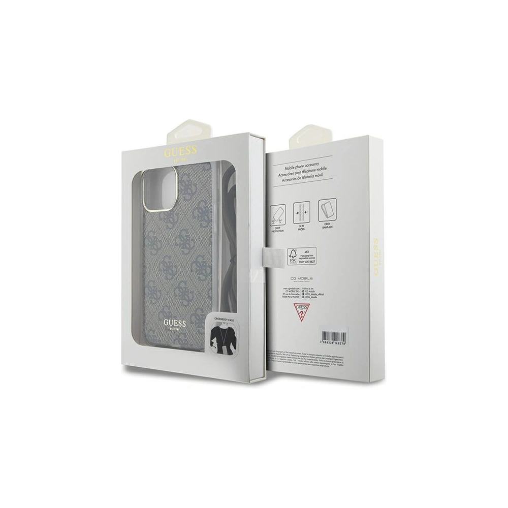 Wholesale Guess GUHCP15XHC4SEW Apple iPhone 15 Pro Max hardcase Crossbody Cord 4G Print brown - GUE3099 - {ean13} - Hurt
