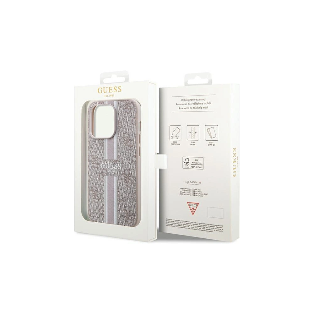 Wholesale Guess GUHMP15LP4RPSP Apple iPhone 15 Pro hardcase 4G Printed Stripes MagSafe pink - GUE3103 - {ean13} - Hurt