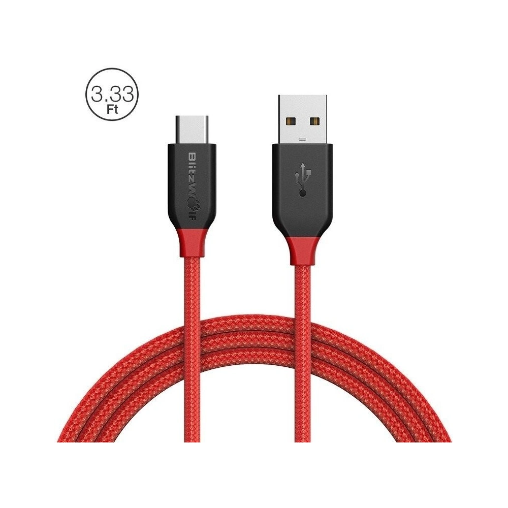 Hurtownia GSM - Kabel USB 2.0 typu C AmpCore Kevlar BlitzWolf BW-TC5 1m, czerwony - BLZ075RED - {ean13} - Hurt
