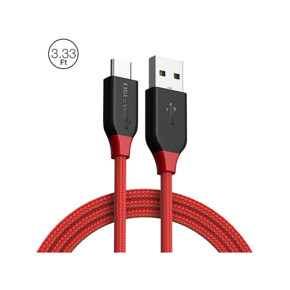 Hurtownia GSM - Kabel USB 2.0 typu C AmpCore Kevlar BlitzWolf BW-TC5 1m, czerwony - BLZ075RED - {ean13} - Hurt