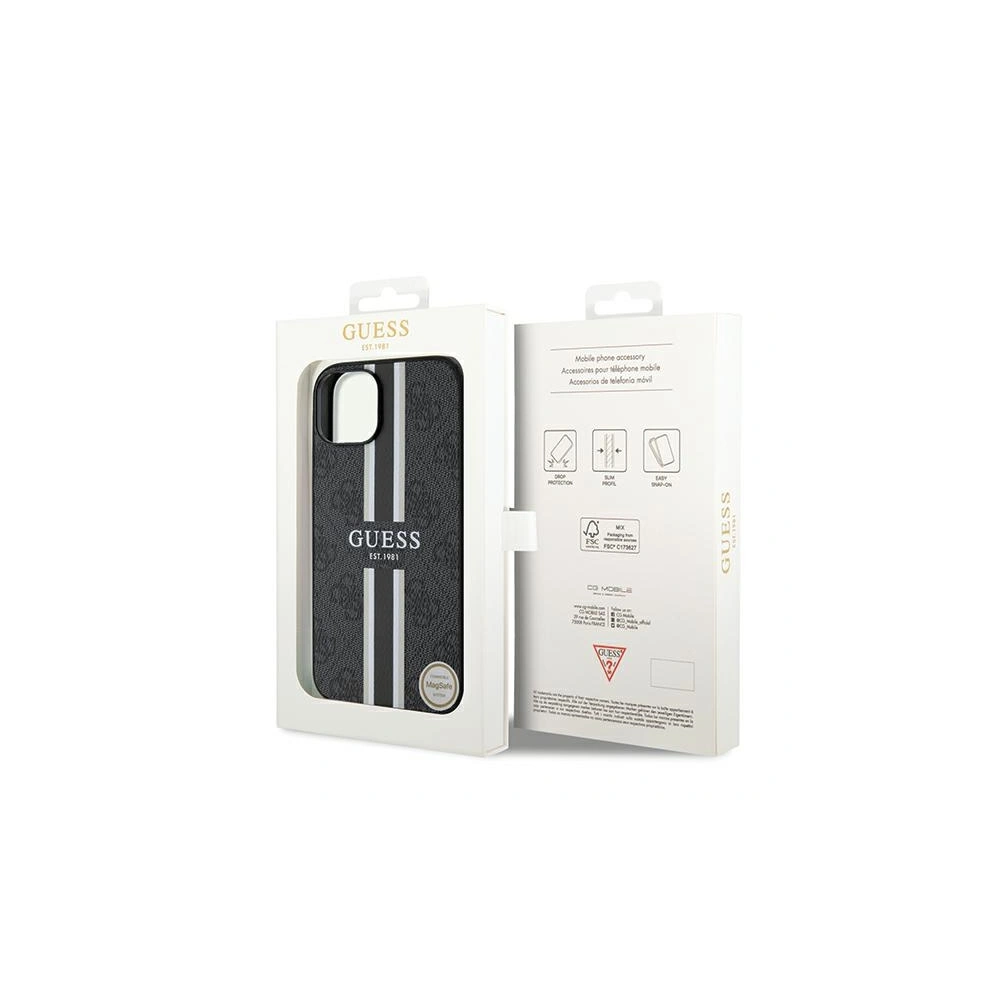 Hurtownia GSM - Etui Guess GUHMP15SP4RPSK Apple iPhone 15 / 14 / 13 hardcase 4G tištěné pruhy MagSafe černé/black - GUE3104 - {ean13} - Hurt