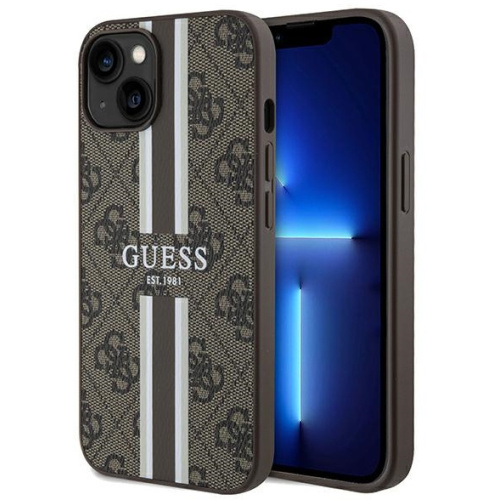 Guess Distributor - 3666339203443 - GUE3105 - Guess GUHMP15SP4RPSW Apple iPhone 15 / 14 / 13 hardcase 4G Printed Stripes MagSafe brown - B2B homescreen
