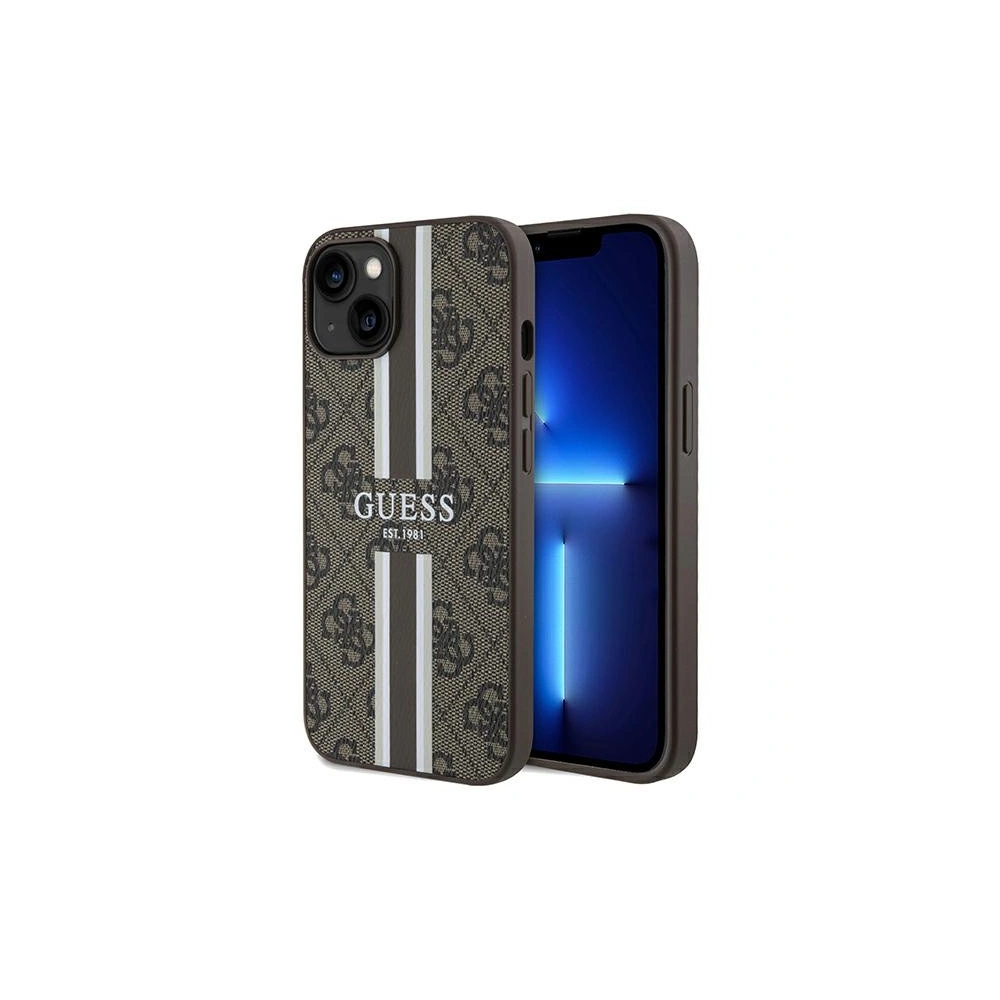 Hurtownia GSM - Etui Guess GUHMP15SP4RPSW Apple iPhone 15 / 14 / 13 hardcase 4G Printed Stripes MagSafe maro/brown - GUE3105 - {ean13} - Hurt