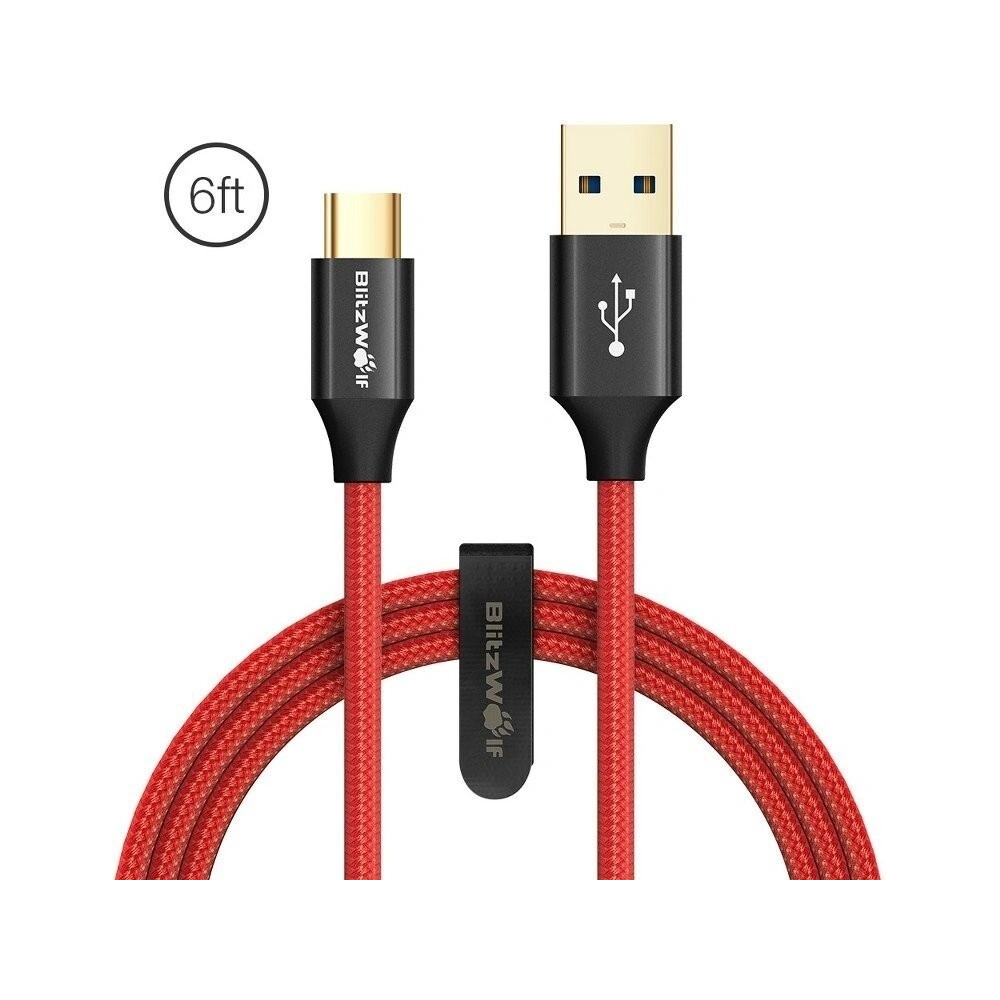 Hurtownia GSM - Kabel USB Typu C BlitzWolf Ampcore BW-TC10 1,8m, czerwony - BLZ076RED - {ean13} - Hurt