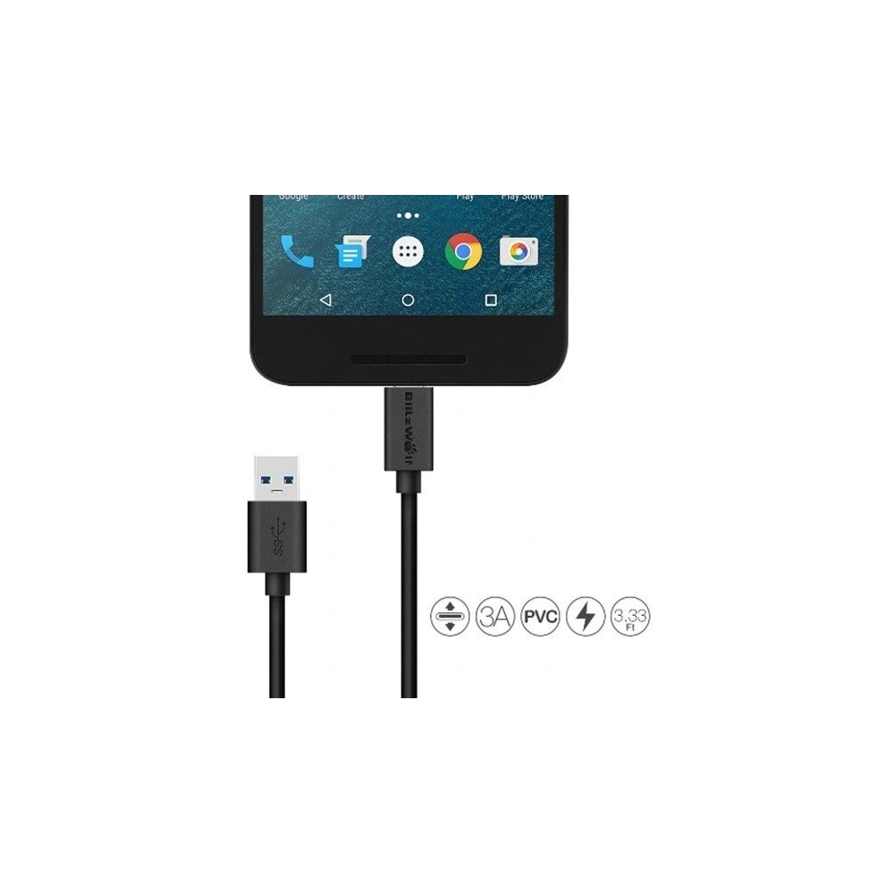 Hurtownia GSM - Kabel USB-C 3.0 BlitzWolf BW-CB3 1m (czarny) - BLZ079BLK - {ean13} - Hurt