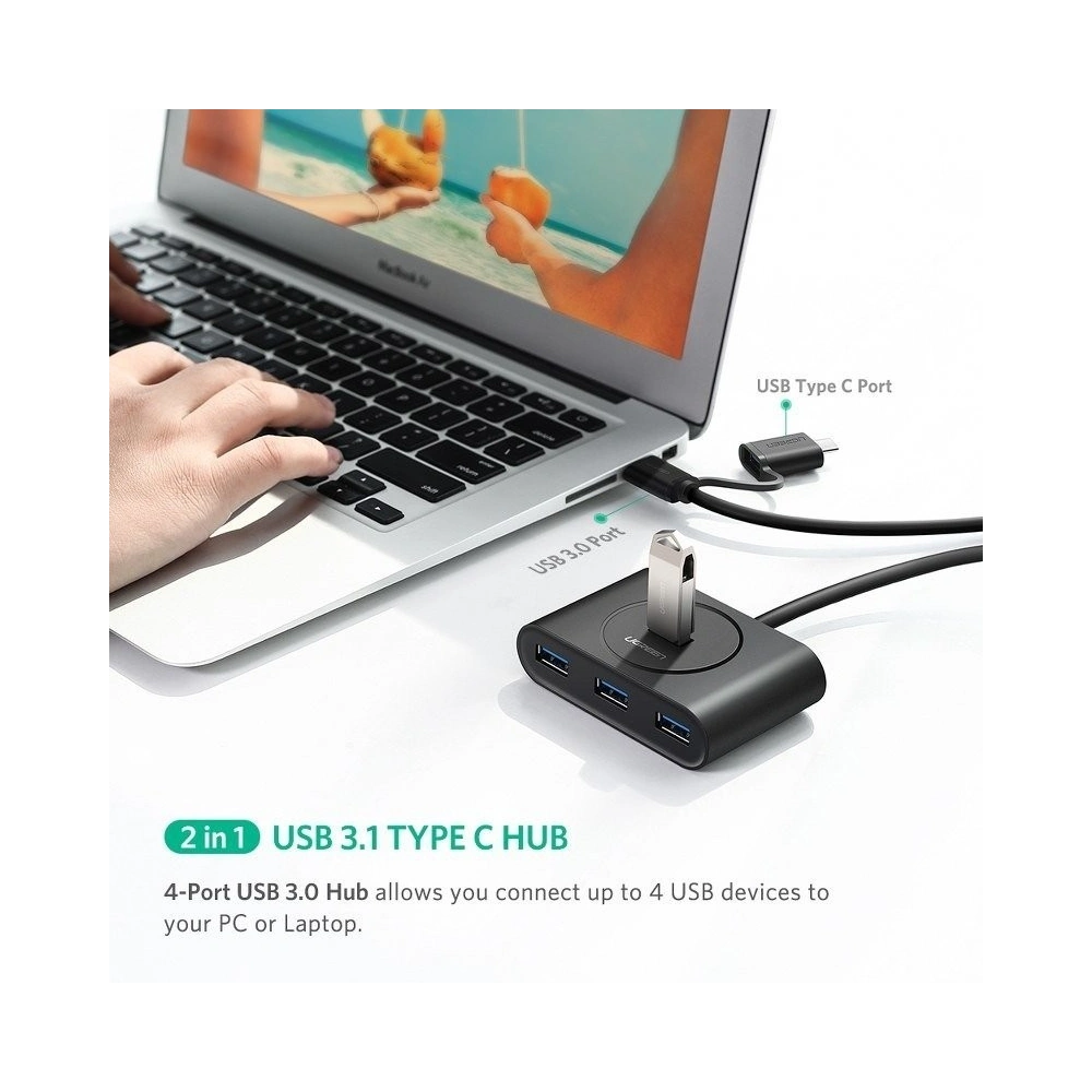 Wholesale HUB USB 3.0 + USB-C 3.1 UGREEN 4-port, OTG - UGR078 - {ean13} - Hurt