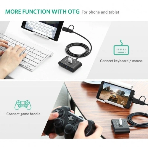 HUB USB 3.0 + USB-C 3.1 UGREEN 4-portowy, OTG