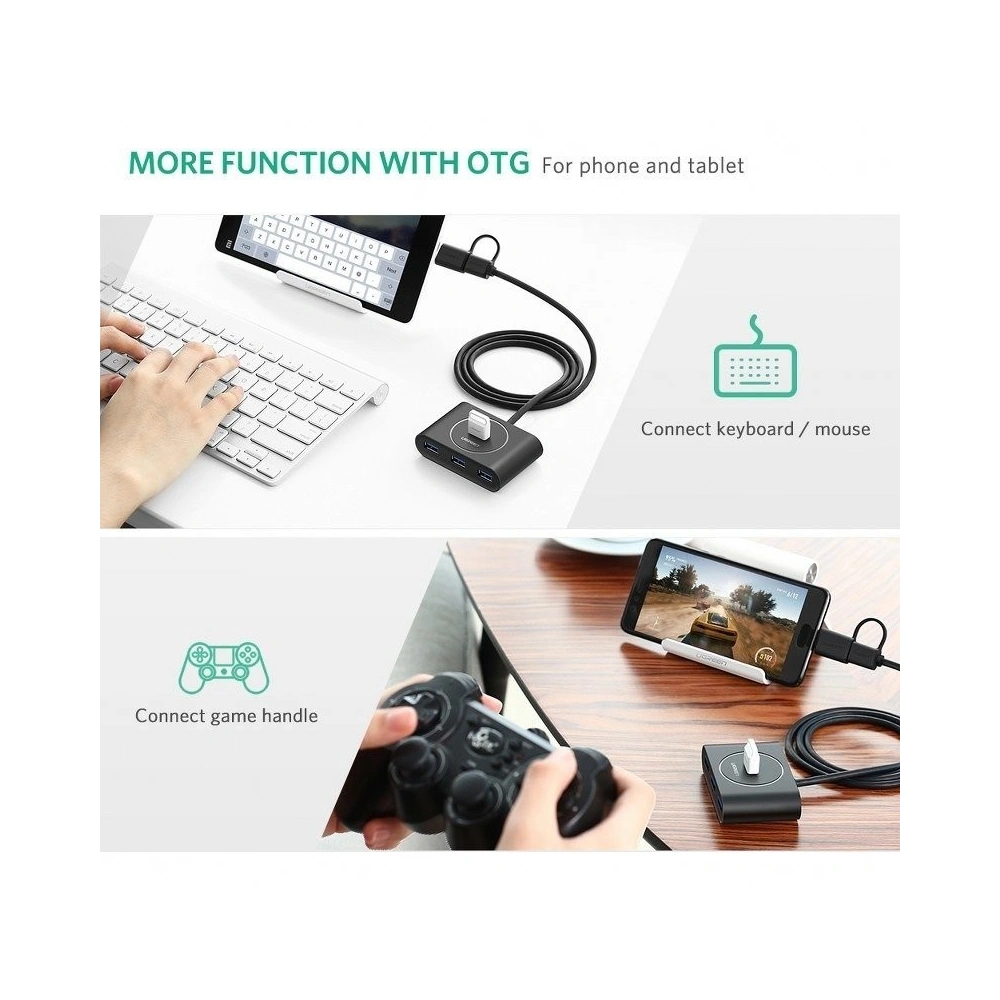 Hurtownia GSM - HUB USB 3.0 + USB-C 3.1 UGREEN cu 4 porturi, OTG - UGR078 - {ean13} - Hurt