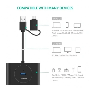 HUB USB 3.0 + USB-C 3.1 UGREEN 4-portowy, OTG