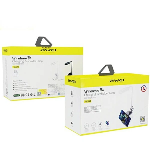 Lampka LED z ładowarką indukcyjną AWEI W20 15W Fast Charging czarny/black