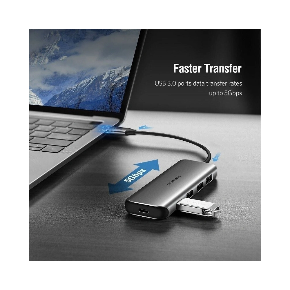 Hurtownia GSM - HUB USB-C do USB 3.0 UGREEN 4-portowy, PD, OTG - UGR082 - {ean13} - Hurt