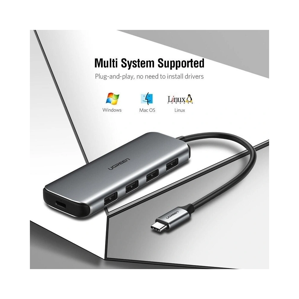 Hurtownia GSM - HUB USB-C do USB 3.0 UGREEN 4-portowy, PD, OTG - UGR082 - {ean13} - Hurt