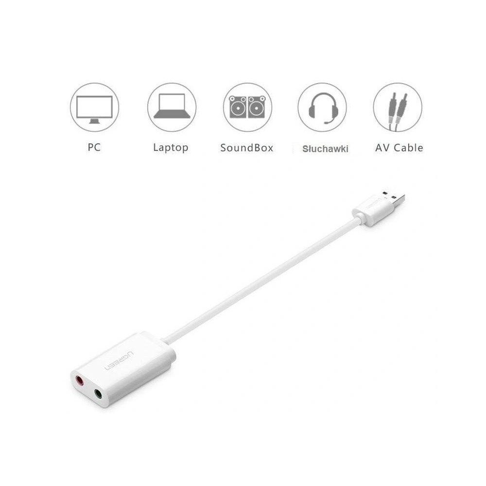 Wholesale USB External Sound Card UGREEN 15cm White - UGR083WHT - {ean13} - Hurt