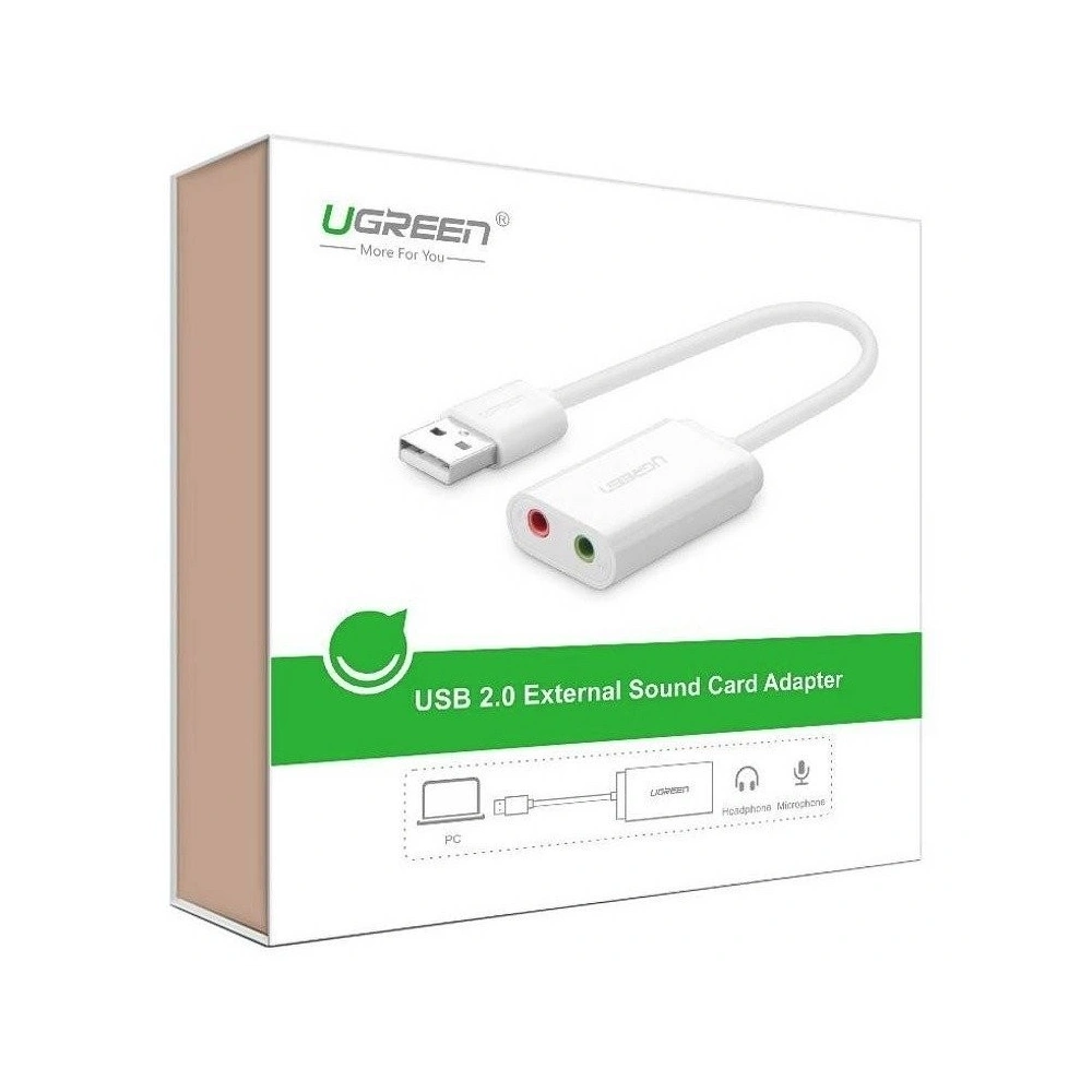 Hurtownia GSM - Zewnętrzna karta dźwiękowa USB UGREEN 15cm (biały) - UGR083WHT - {ean13} - Hurt