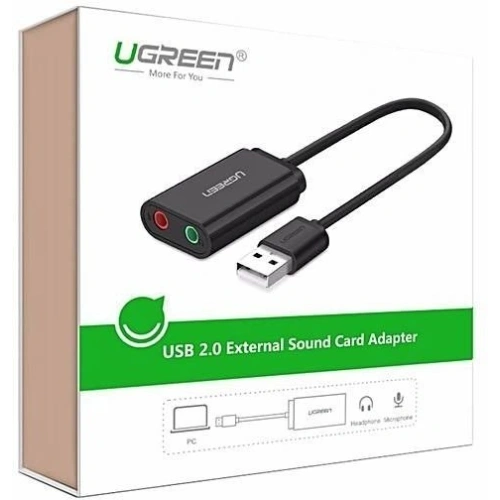 Zewnętrzna karta dźwiękowa USB UGREEN 15cm (czarny)