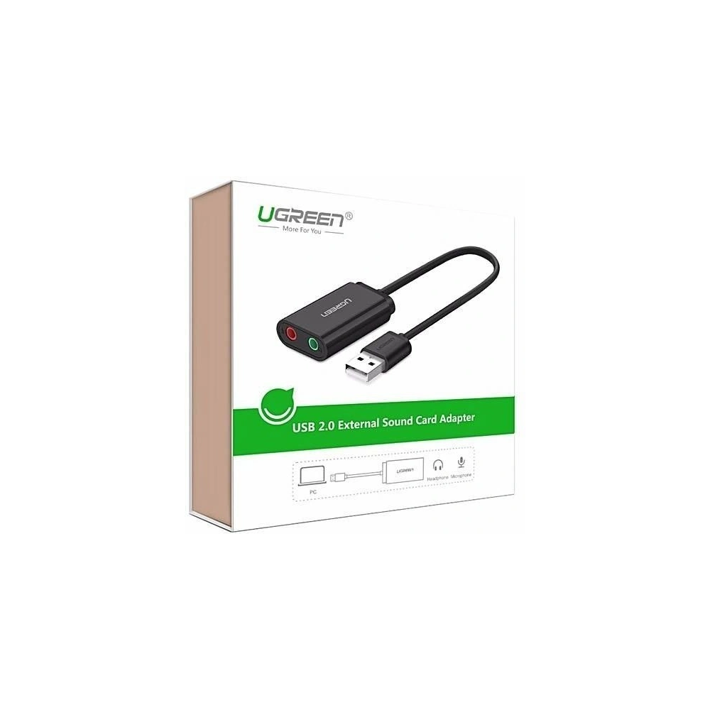 Hurtownia GSM - Zewnętrzna karta dźwiękowa USB UGREEN 15cm (czarny) - UGR084BLK - {ean13} - Hurt