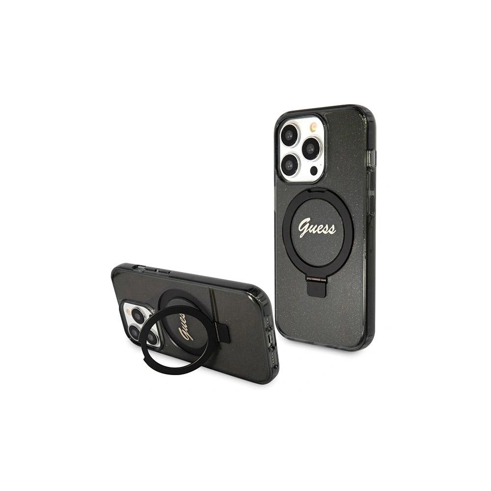 Hurtownia GSM - Etui Guess GUHMP13LHRSGSK Apple iPhone 13 / 13 Pro hardcase Ring Stand Script Glitter MagSafe negru/black - GUE3112 - {ean13} - Hurt