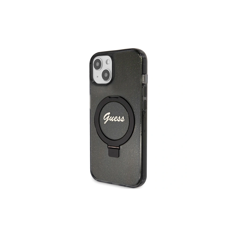 Hurtownia GSM - Etui Guess GUHMP13MHRSGSK Apple iPhone 13 / 14 / 15 hardcase Ring Stand Script Glitter MagSafe negru/black - GUE3113 - {ean13} - Hurt