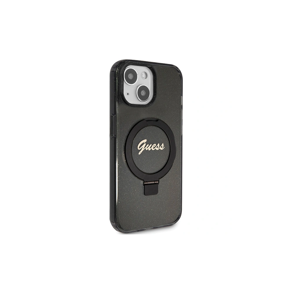 Hurtownia GSM - Etui Guess GUHMP13MHRSGSK Apple iPhone 13 / 14 / 15 hardcase Ring Stand Script Glitter MagSafe negru/black - GUE3113 - {ean13} - Hurt
