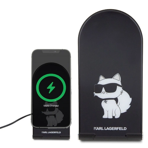 Ładowarka indukcyjna Karl Lagerfeld 2w1 KLDCRFALCHNK 15W Choupette MagSafe czarny/black