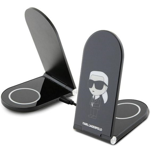 Karl Lagerfeld Distributor - 3666339113025 - KLD1848 - Karl Lagerfeld 2-in-1 inductive charger KLDCRFALKINK 15W Ikonik MagSafe black - B2B homescreen