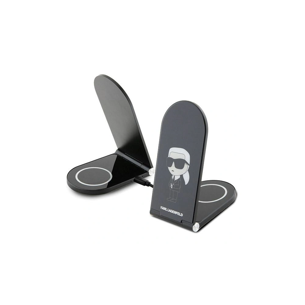 Hurtownia GSM - Indukční nabíječka Karl Lagerfeld 2w1 KLDCRFALKINK 15W Ikonik MagSafe černá/black - KLD1848 - {ean13} - Hurt