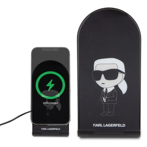 Hurtownia GSM - Ładowarka indukcyjna Karl Lagerfeld 2w1 KLDCRFALKINK 15W Ikonik MagSafe czarny/black - KLD1848 - {ean13} - Hurt
