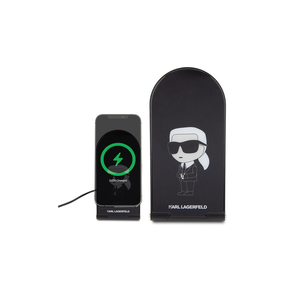 Hurtownia GSM - Indukční nabíječka Karl Lagerfeld 2w1 KLDCRFALKINK 15W Ikonik MagSafe černá/black - KLD1848 - {ean13} - Hurt