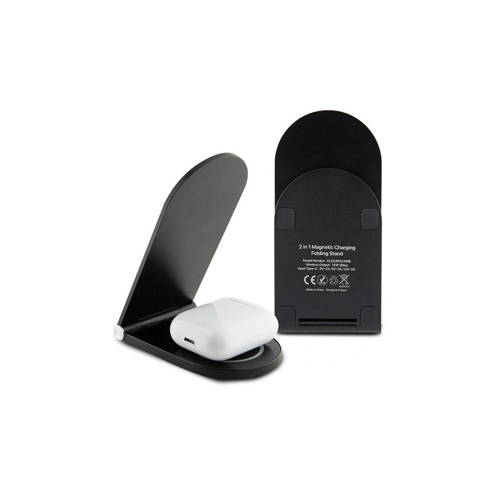 Hurtownia GSM - Indukční nabíječka Karl Lagerfeld 2w1 KLDCRFALKINK 15W Ikonik MagSafe černá/black - KLD1848 - {ean13} - Hurt