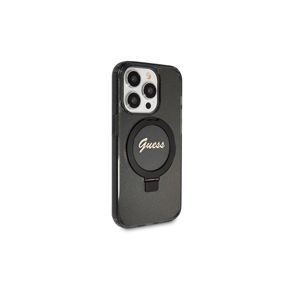 Hurtownia GSM - Etui Guess GUHMP14LHRSGSK Apple iPhone 14 Pro kemény tok Ring Stand Script Glitter MagSafe fekete/black - GUE3115 - {ean13} - Hurt