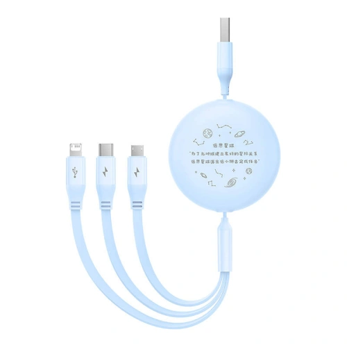 Kabel 3w1 Baseus USB-A / USB-C, microUSB, Lightning, 3,5A, 1,1m (niebieski)