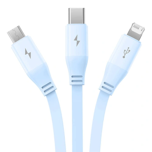 Kabel 3w1 Baseus USB-A / USB-C, microUSB, Lightning, 3,5A, 1,1m (niebieski)