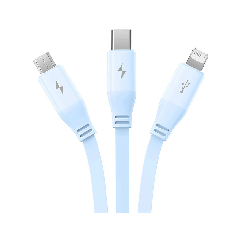 Hurtownia GSM - Kabel 3w1 Baseus USB-A / USB-C, microUSB, Lightning, 3,5A, 1,1m (modrý) - BSU4793 - {ean13} - Hurt