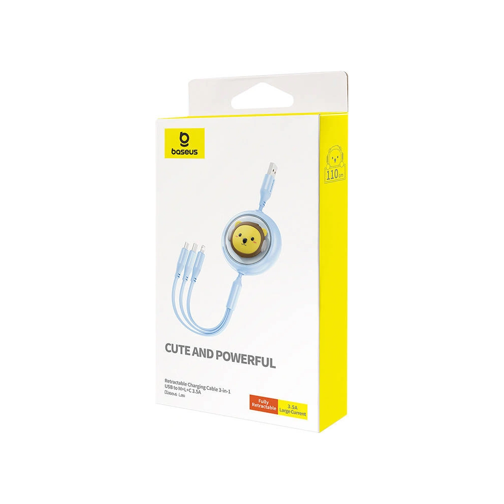 Hurtownia GSM - Kabel 3w1 Baseus USB-A / USB-C, microUSB, Lightning, 3,5A, 1,1m (modrý) - BSU4793 - {ean13} - Hurt