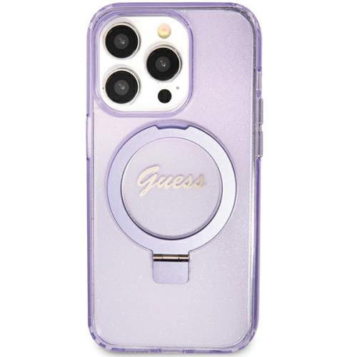Guess Distributor - 3666339156640 - GUE3118 - Guess GUHMN61HRSGSU Apple iPhone XR / 11 hardcase Ring Stand Script Glitter MagSafe purple - B2B homescreen