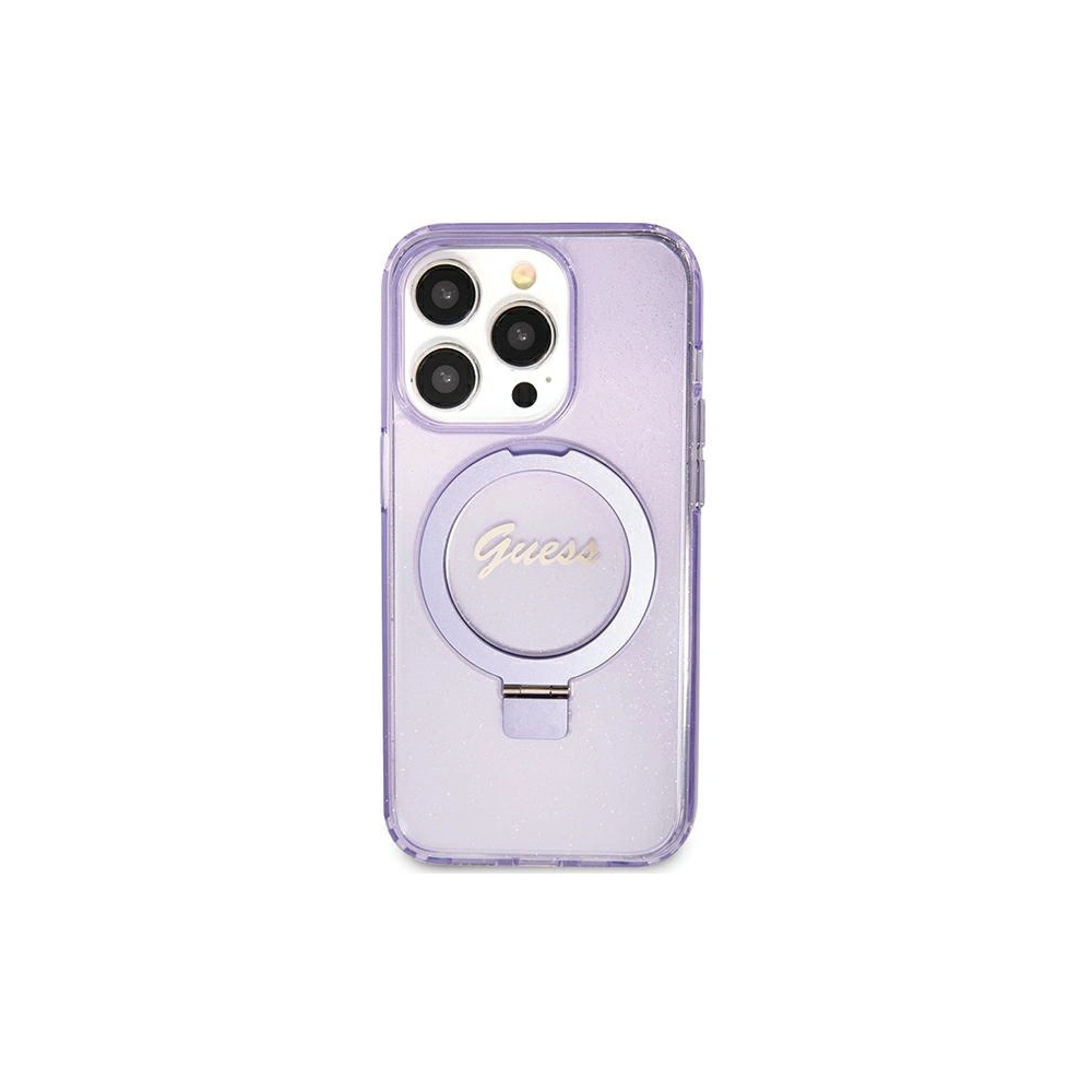 Wholesale Guess GUHMN61HRSGSU Apple iPhone XR / 11 hardcase Ring Stand Script Glitter MagSafe purple - GUE3118 - {ean13} - Hurt