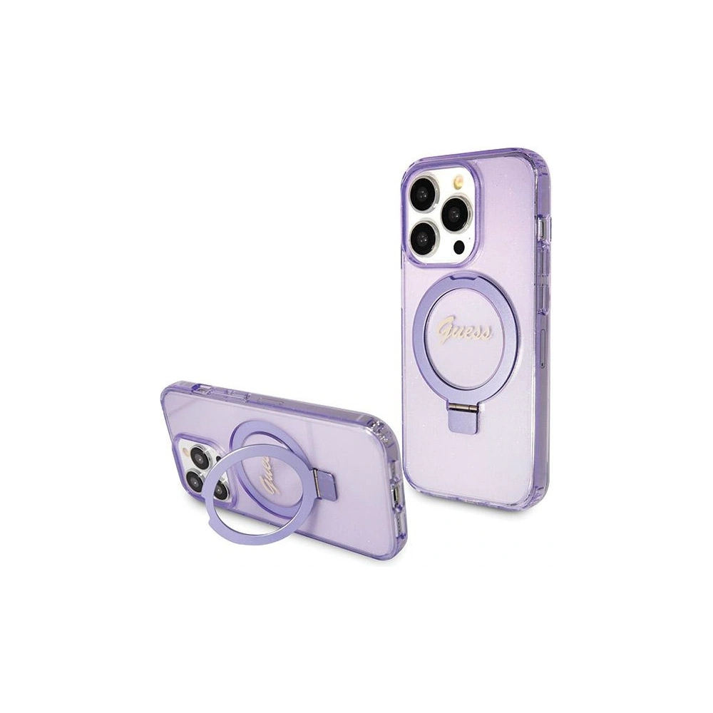 Hurtownia GSM - Etui Guess GUHMP13LHRSGSU Apple iPhone 13 / 13 Pro hardcase Ring Stand Script Glitter MagSafe violet/purple - GUE3119 - {ean13} - Hurt