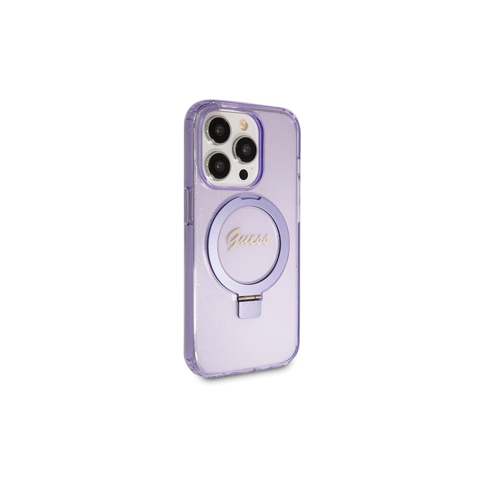 Hurtownia GSM - Etui Guess GUHMP13LHRSGSU Apple iPhone 13 / 13 Pro hardcase Ring Stand Script Glitter MagSafe violet/purple - GUE3119 - {ean13} - Hurt