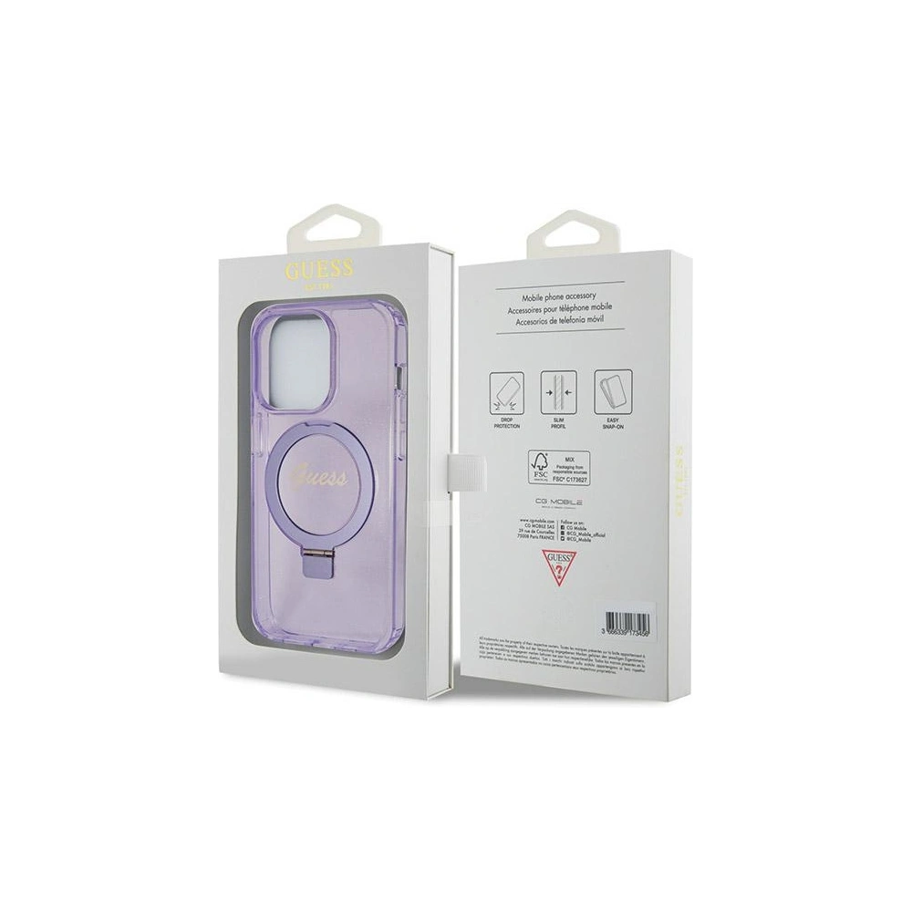 Hurtownia GSM - Case Guess GUHMP13LHRSGSU Apple iPhone 13 / 13 Pro Hardcase Ring Stand Script Glitter MagSafe lila/purple - GUE3119 - {ean13} - Hurt